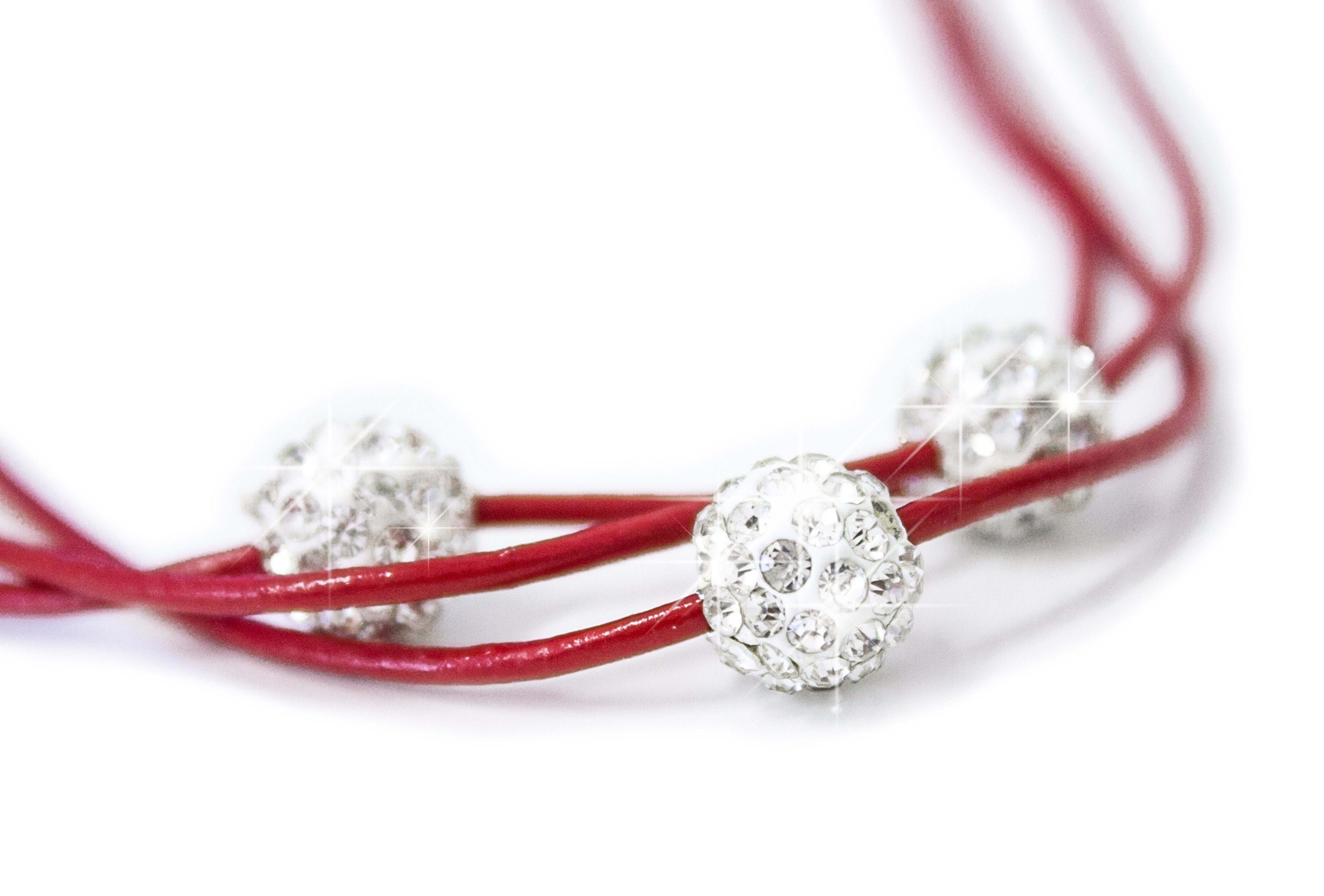 MyBeautyworld24 Statementkette Damen Halskette Shamballa Kette 3 Strass Kugeln