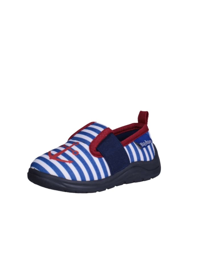 Playshoes Hausschuh maritim in Marine/weiß günstig kaufen