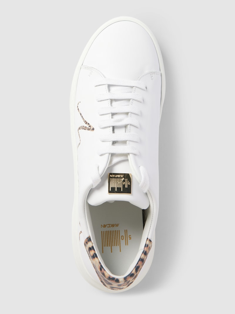 Sneaker aus echtem Leder mit Animal-Print in weiß