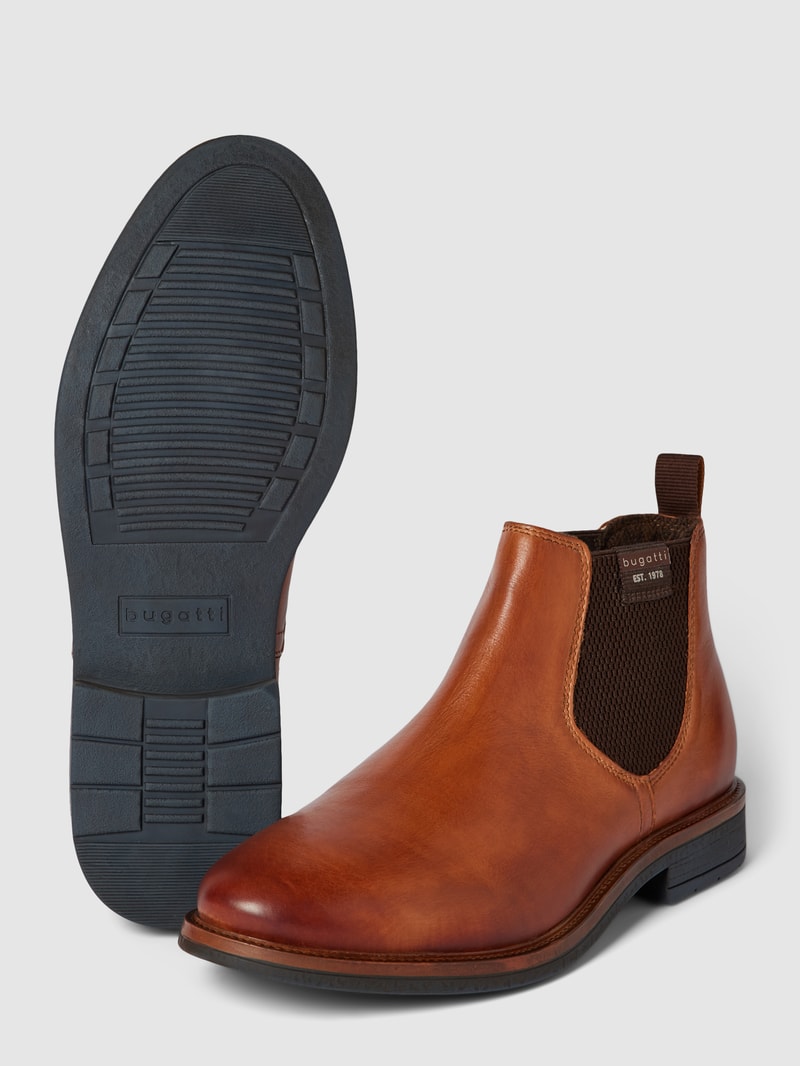 Chelsea Boots mit Label-Details Modell 'Ladano' in cognac