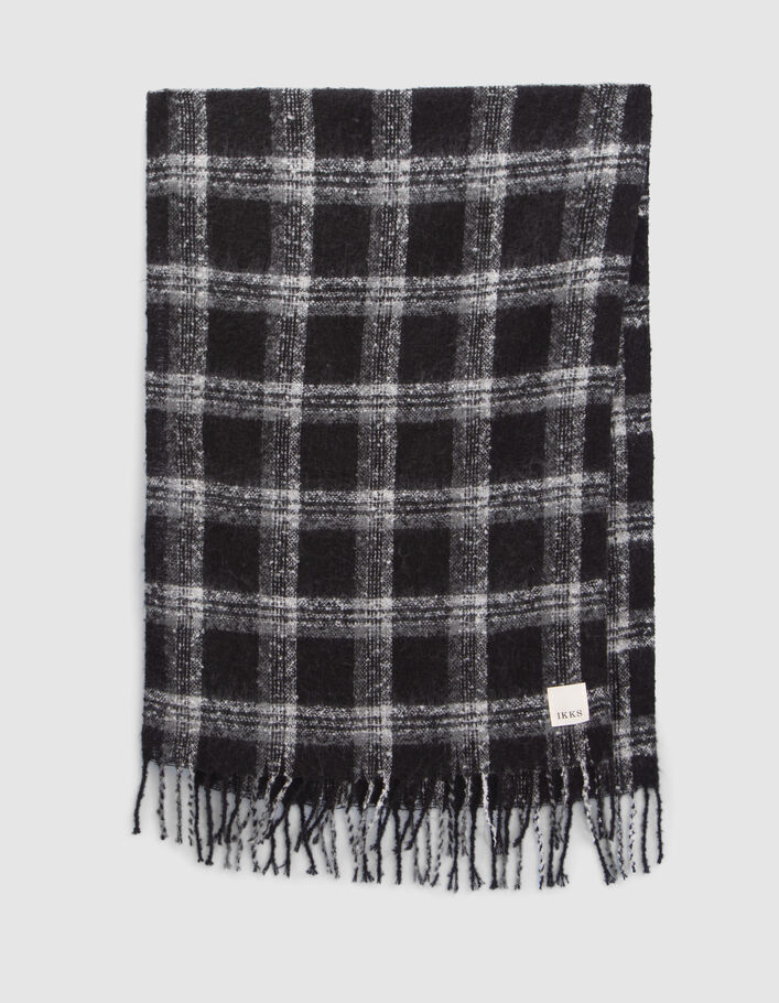 Echarpe noire motif carreaux blancs Femme