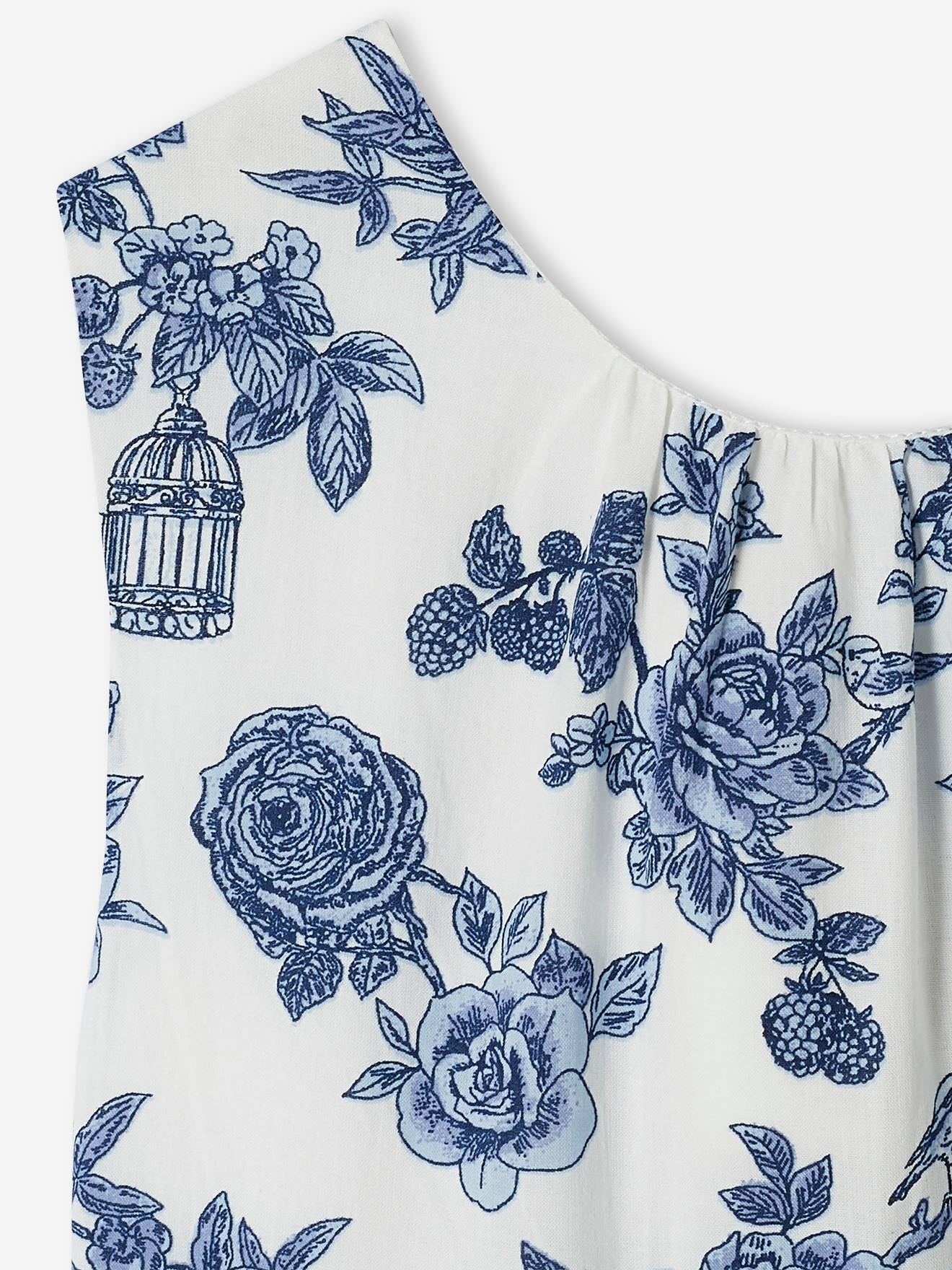 Vertbaudet Mädchen Festkleid, Blumen und Schleife hinten - wollweiß