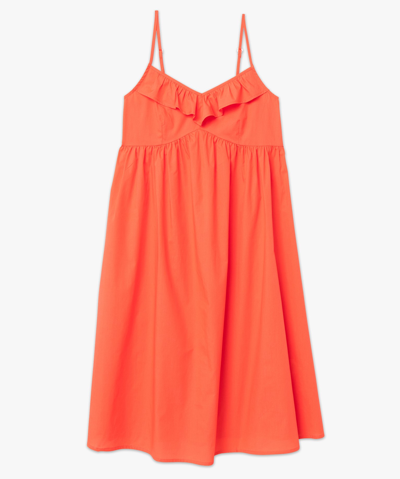 Robe femme à bretelles longueur midi orange | GEMO