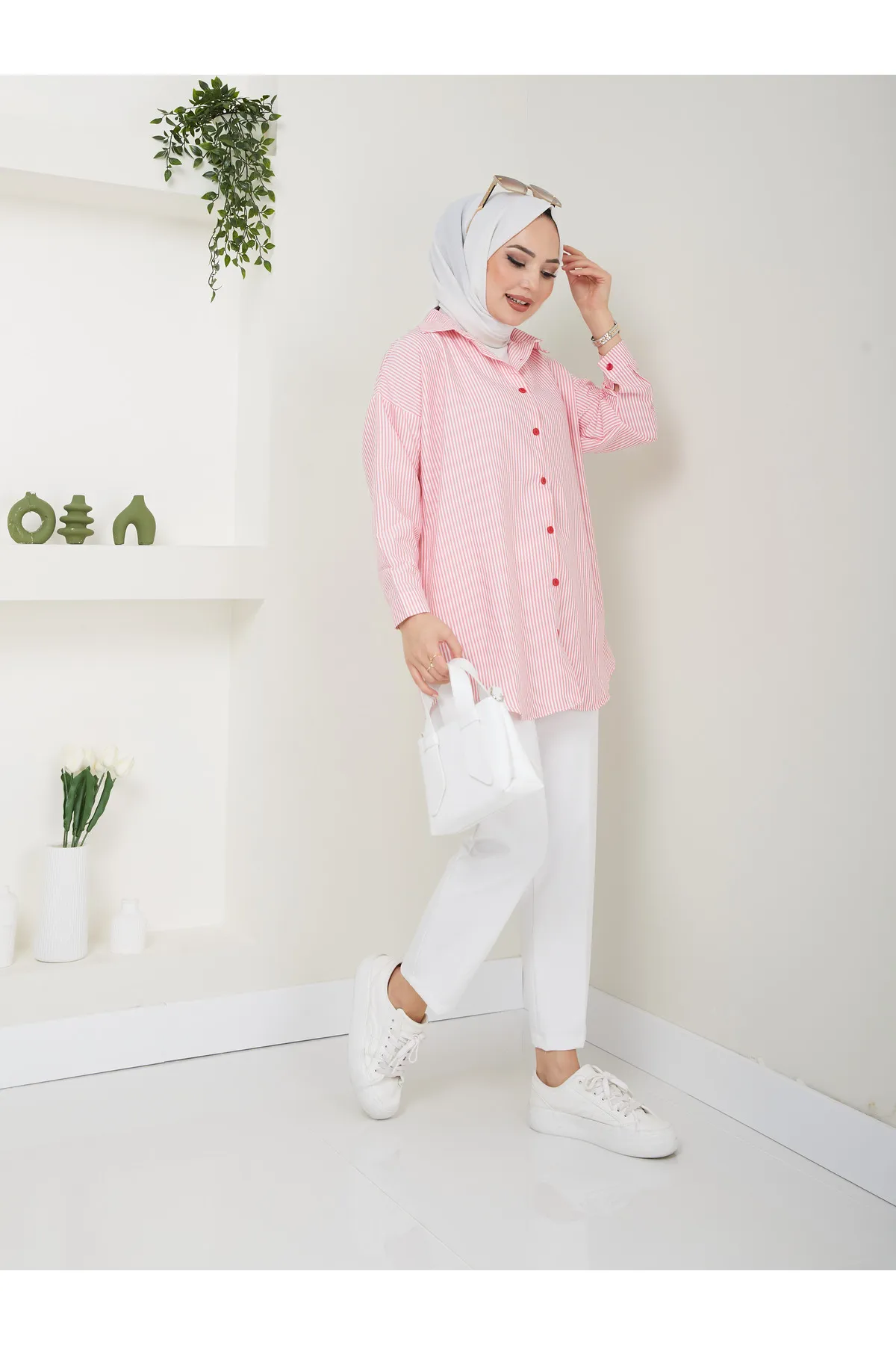 VOLT CLOTHİNG  Gestreiftes Hijab-Shirt für Damen
