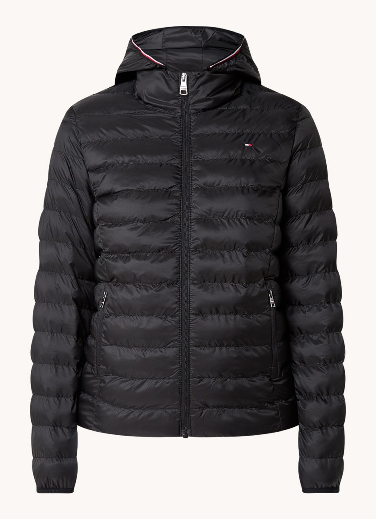 Tommy Hilfiger prošivena jakna s logotipom i džepovima na patentni zatvarač