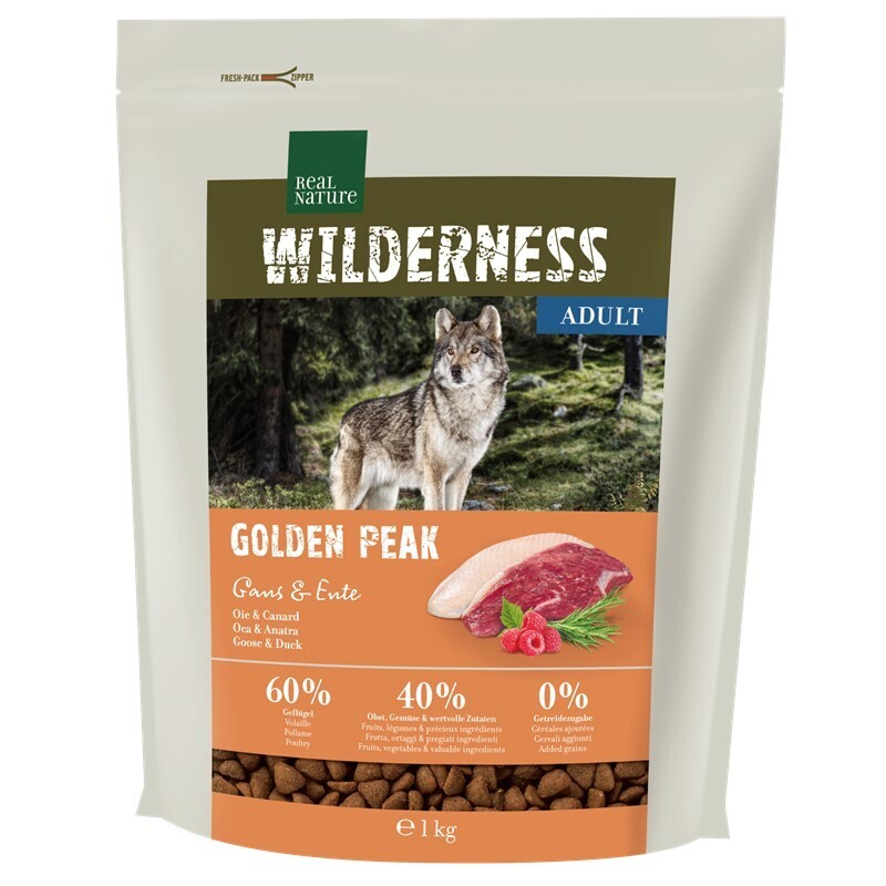 REAL NATURE Hundetrockenfutter REAL NATURE WILDERNESS Golden Peak Gans & Ente 1 kg