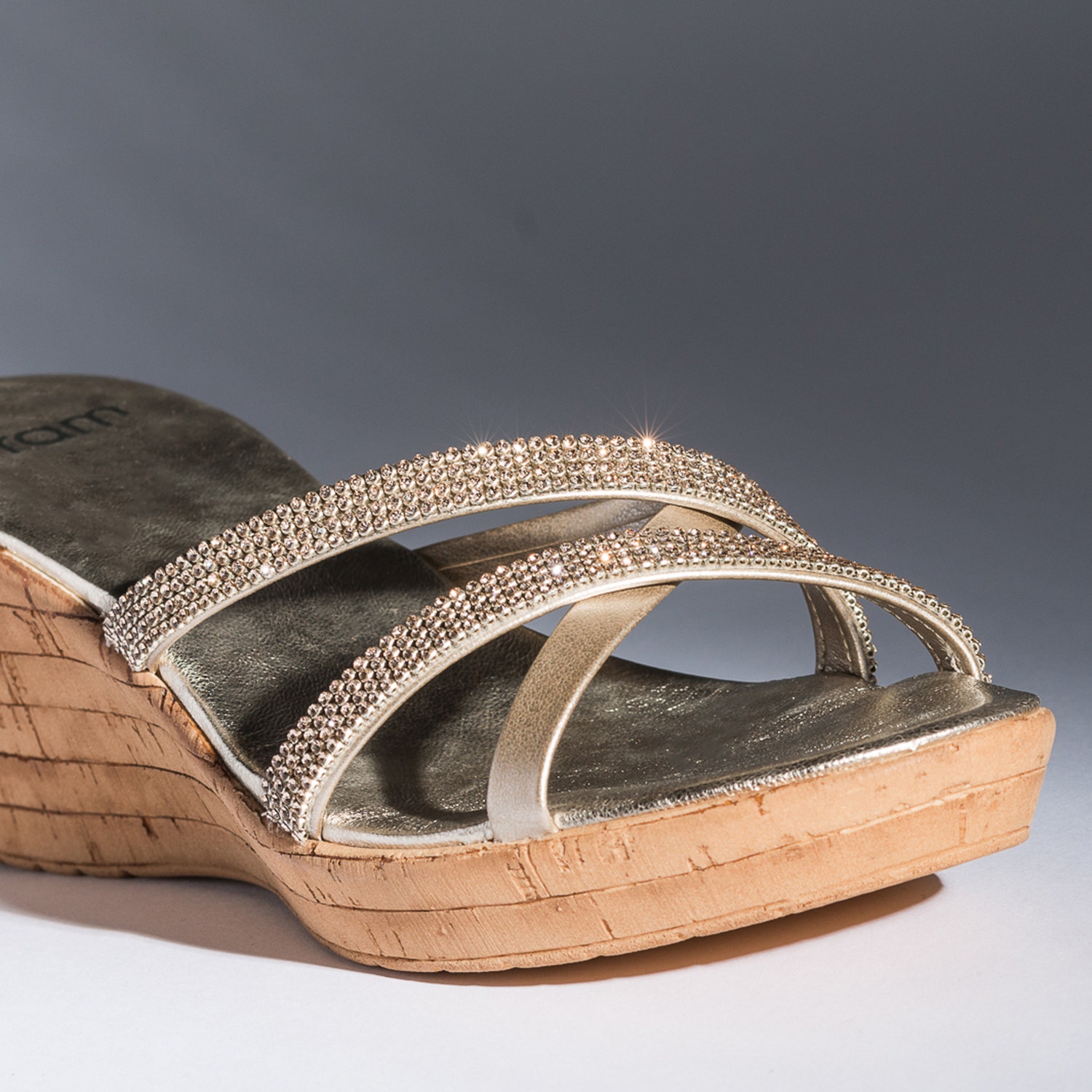Mule or à brides strassées