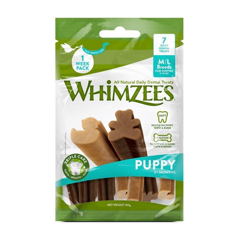 WHIMZEES Snacks WHIMZEES Puppy Zahnpflege für mittelgroße Hunde, 7x