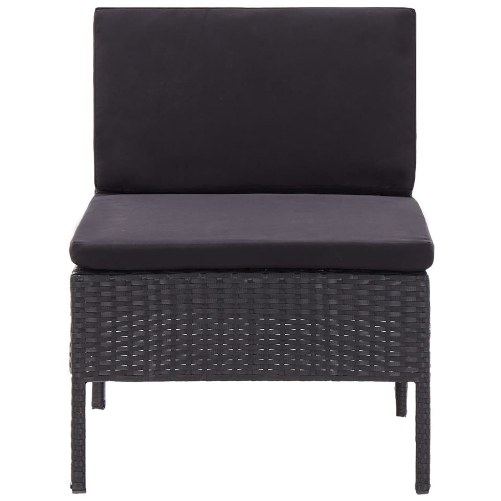 vidaXL Gartenlounge-Set 6-tlg. Garten-Lounge-Set mit Auflagen Poly Rattan Schwarz, (6-tlg)