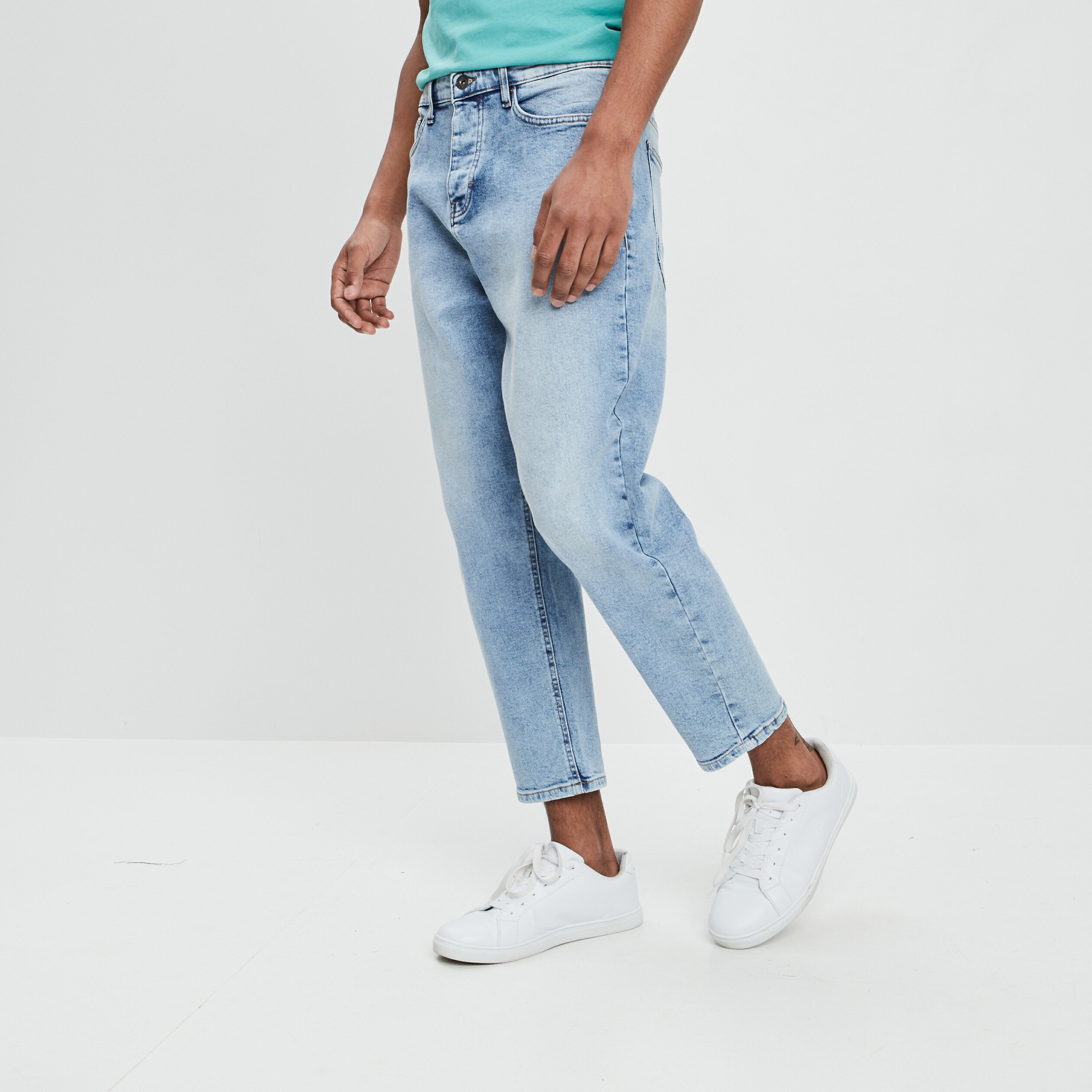 Jeans droit denim bleach homme | La Halle