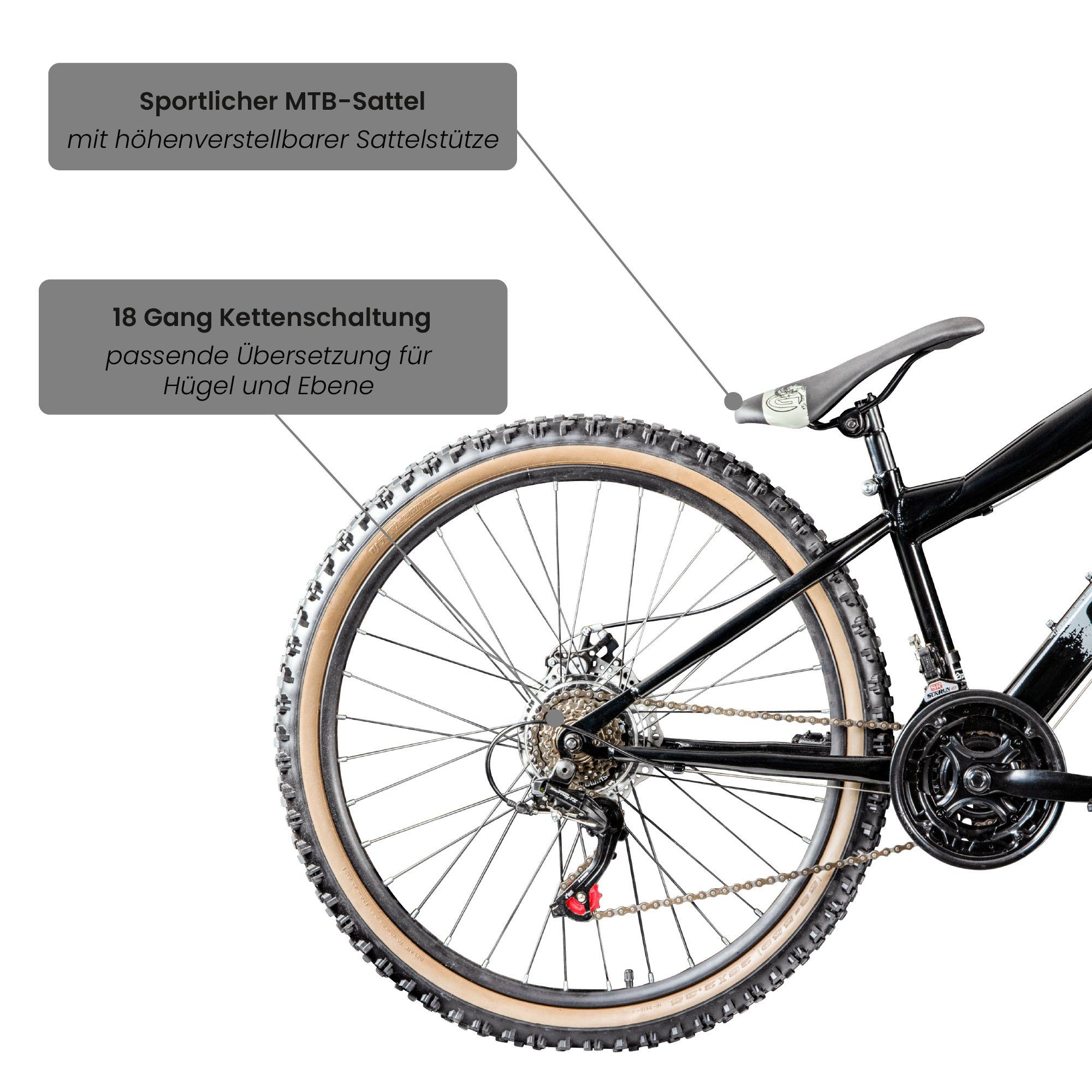 Galano Mountainbike G600, 18 Gang, Kettenschaltung, Dirtbike Fahrrad 26 Zoll für Jugendliche und Erwachsene 145 - 165 cm