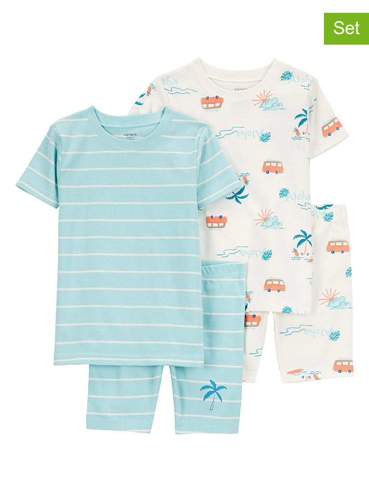 carter's 2er-Set: Pyjamas in Weiß/ Hellblau günstig kaufen