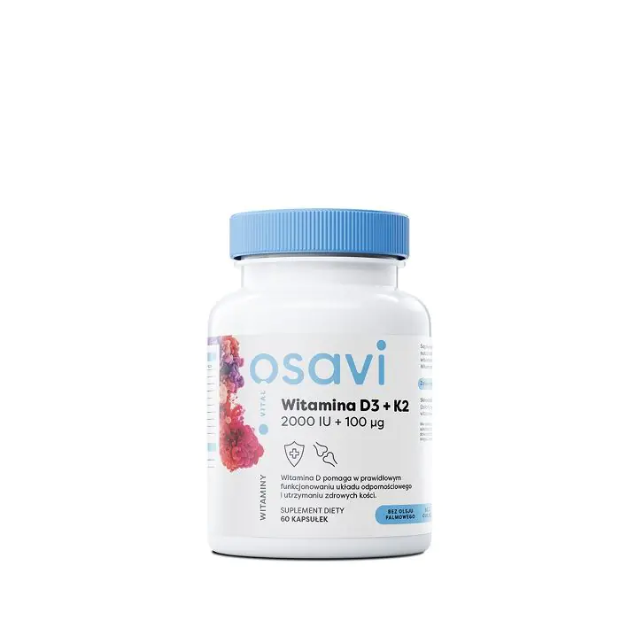 Osavi vitamin D3 2000 IU + K2 100 mcg, dodatak prehrani koji sadrži vitamine D3 i K2, kapsule