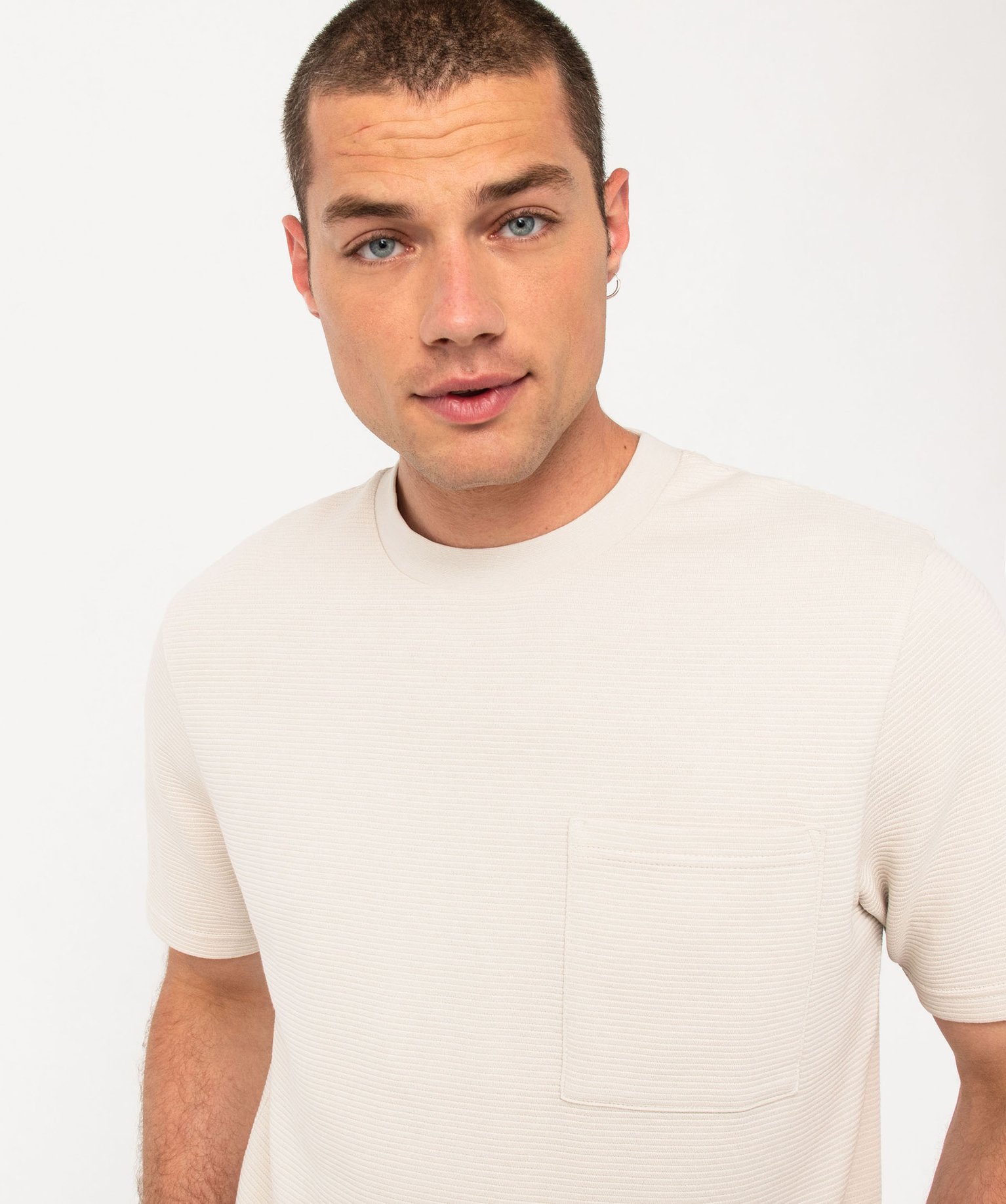 Tee-shirt manches courtes en coton texturé épais homme ecru | GEMO