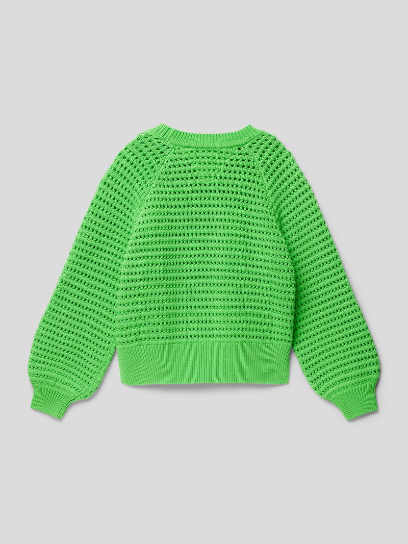 Strickpullover mit Strukturmuster Modell 'CROCHET' in hellgrün