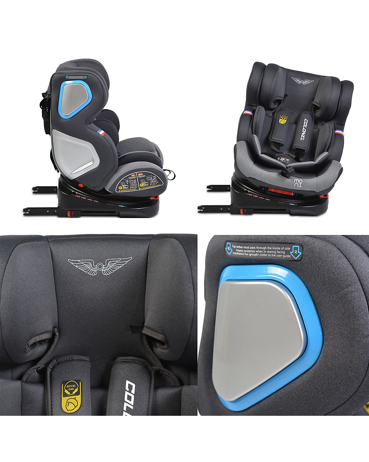 Kindersitz Colonel Gruppe 0/1/2/3, 0-36 kg Isofix Kindersitze