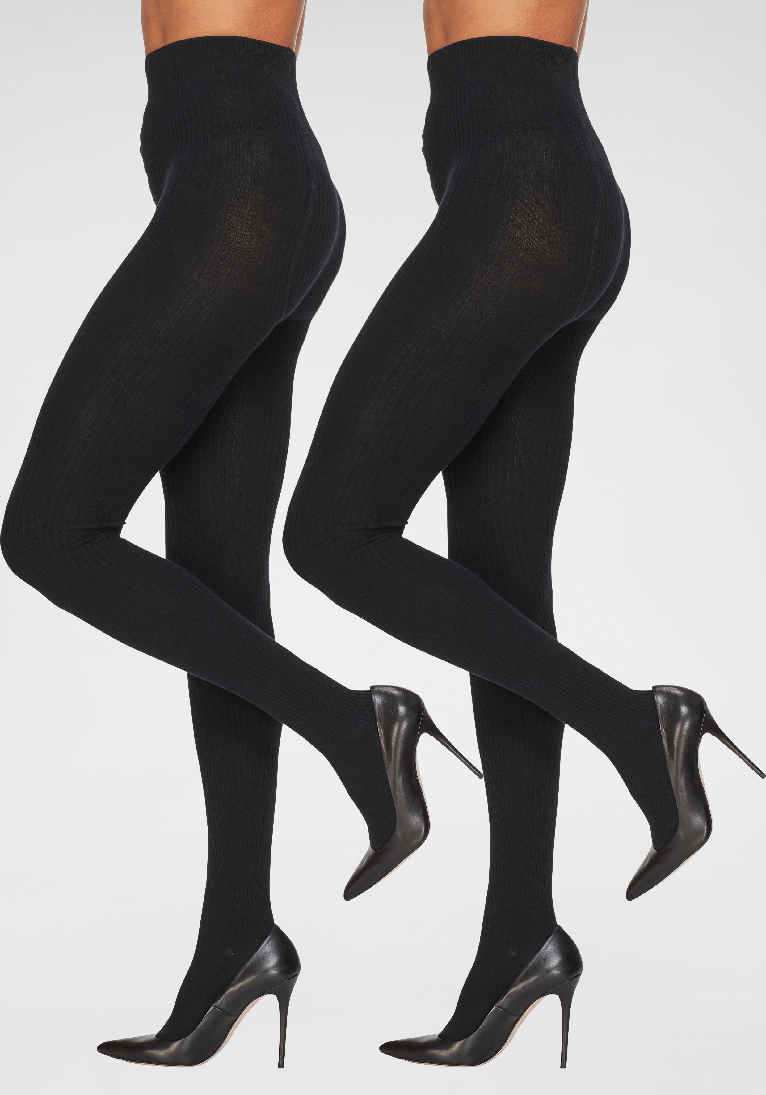 Lavana Strickstrumpfhose (2 St) in modischem Ripp-Strick