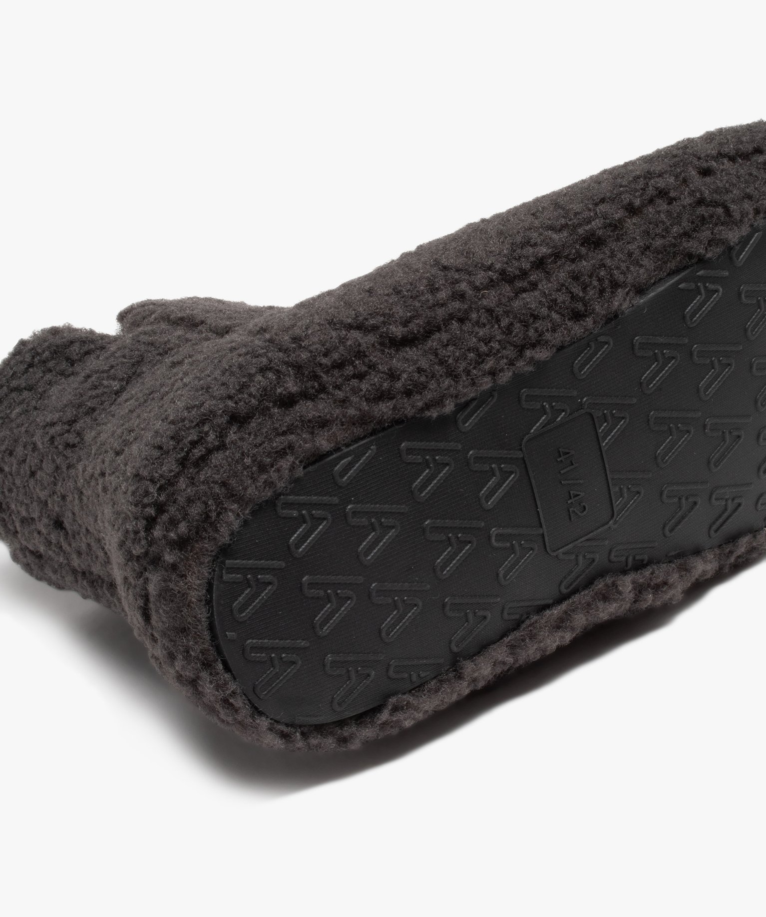 Chaussons homme boots unis en textile sherpa gris fonce | GEMO