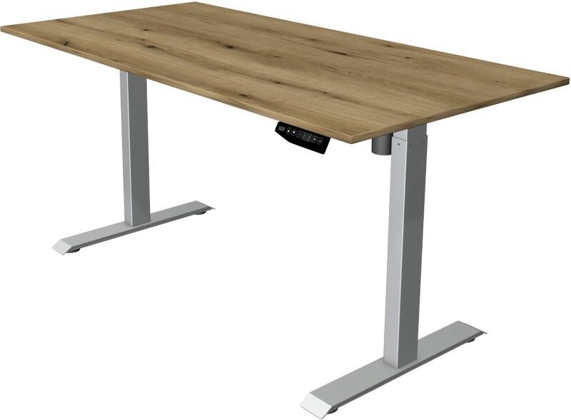 Kerkmann Move 1 Rechteckig Elektronisch Höhenverstellbarer Sitz-Stehschreibtisch Melamin, Stahl Eiche, Silber 1600 x 800 x 1230 mm