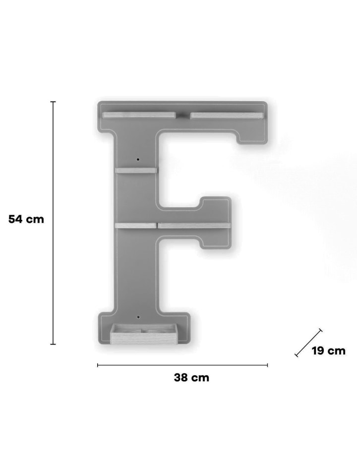 BOARTI Holz Regal Buchstabe F für Toniebox Tonies Figuren in Grau günstig kaufen onesize