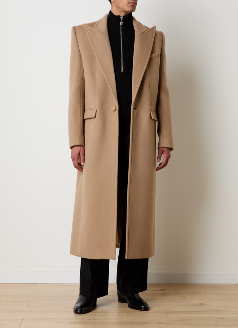 Cappotto Balmain in misto lana e cashmere con tasche a patta