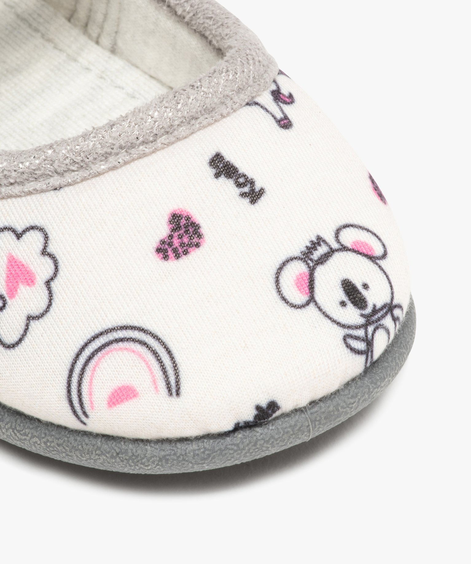 Chaussons en forme de ballerines en jersey imprimé fille beige | GEMO