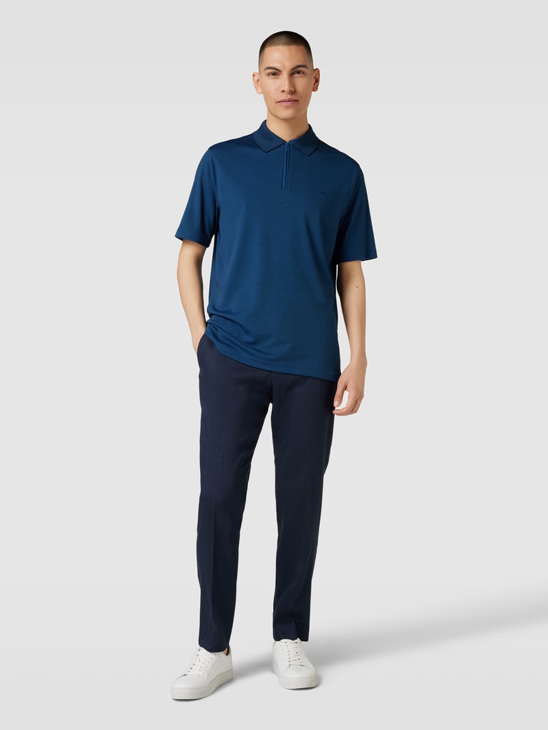 Poloshirt mit Reißverschluss in dunkelblau