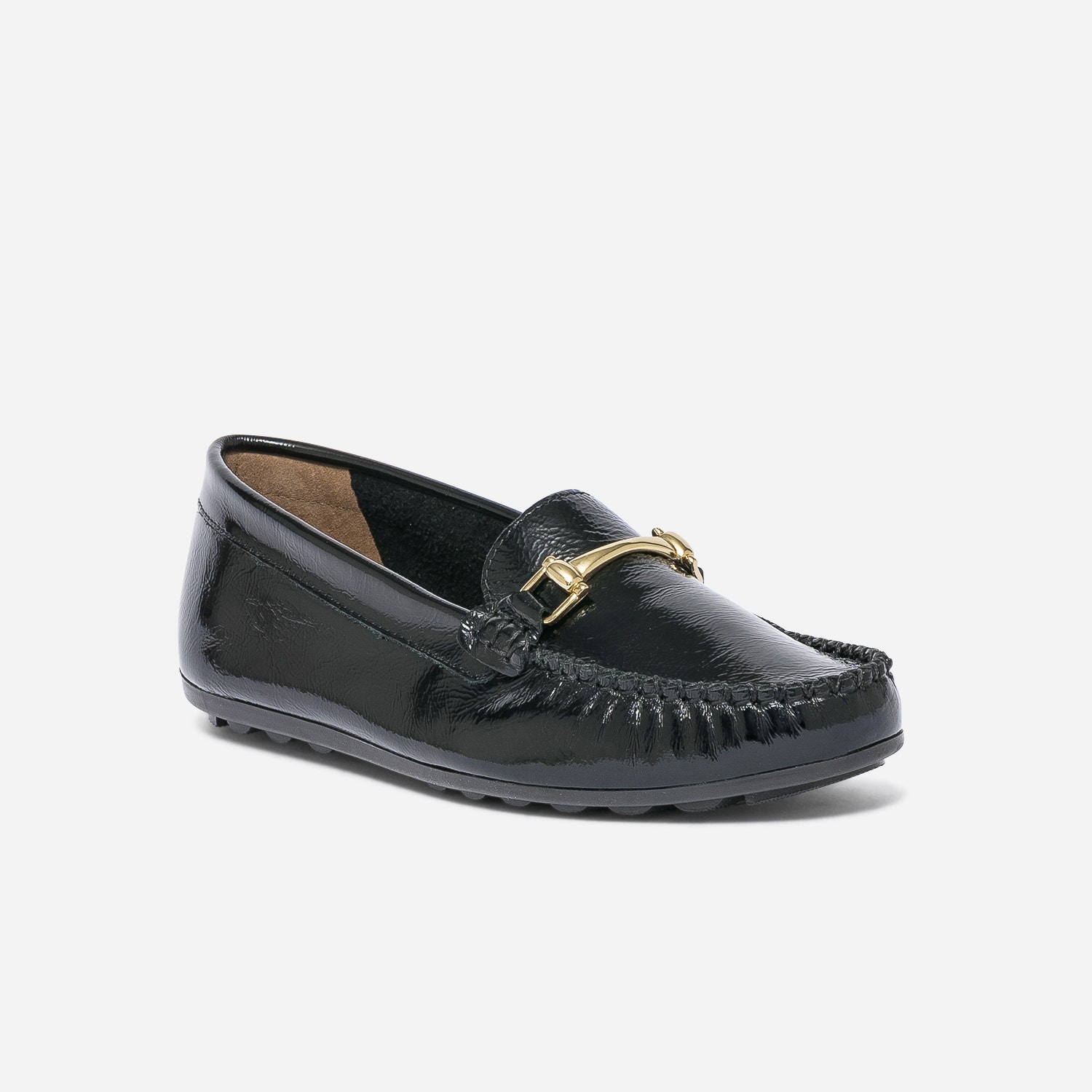 Mocassin noir en cuir verni