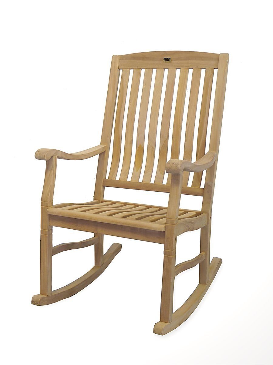 AFG Schaukelstuhl Schaukelstuhl Gartenstuhl Teak Massivholz für drinnen und draußen