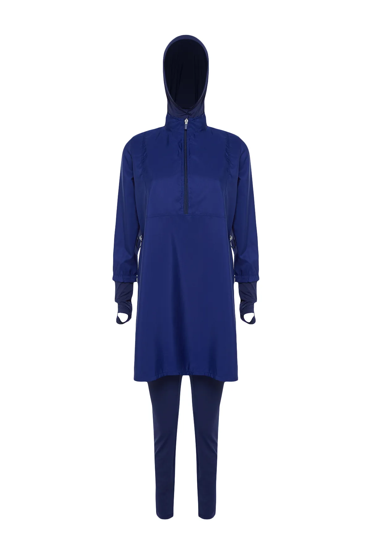 Trendyol Modest  Marineblaues, vollständig überzogenes, vierteiliges Badeanzug-Set aus gestricktem Lycra in Marineblau TCTSS23CF00000