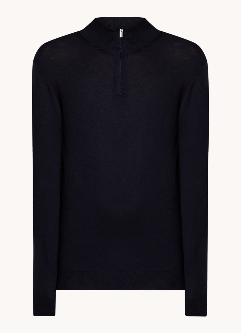 Boggi Milano Fine-knit wool pullover with half zip