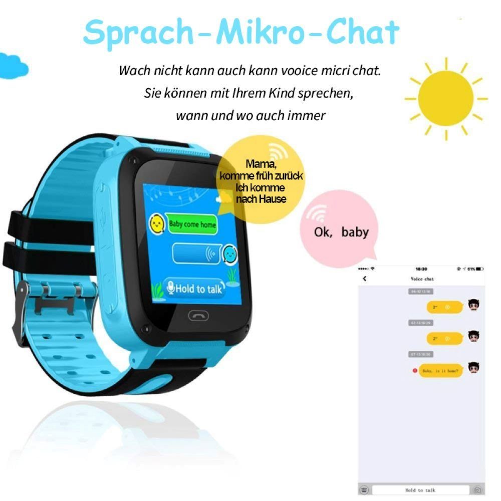 Bothergu Smartwatch, Jungen Mädchen 3-13 Jahre Kinder Geburtstagsgeschenk (Blau)