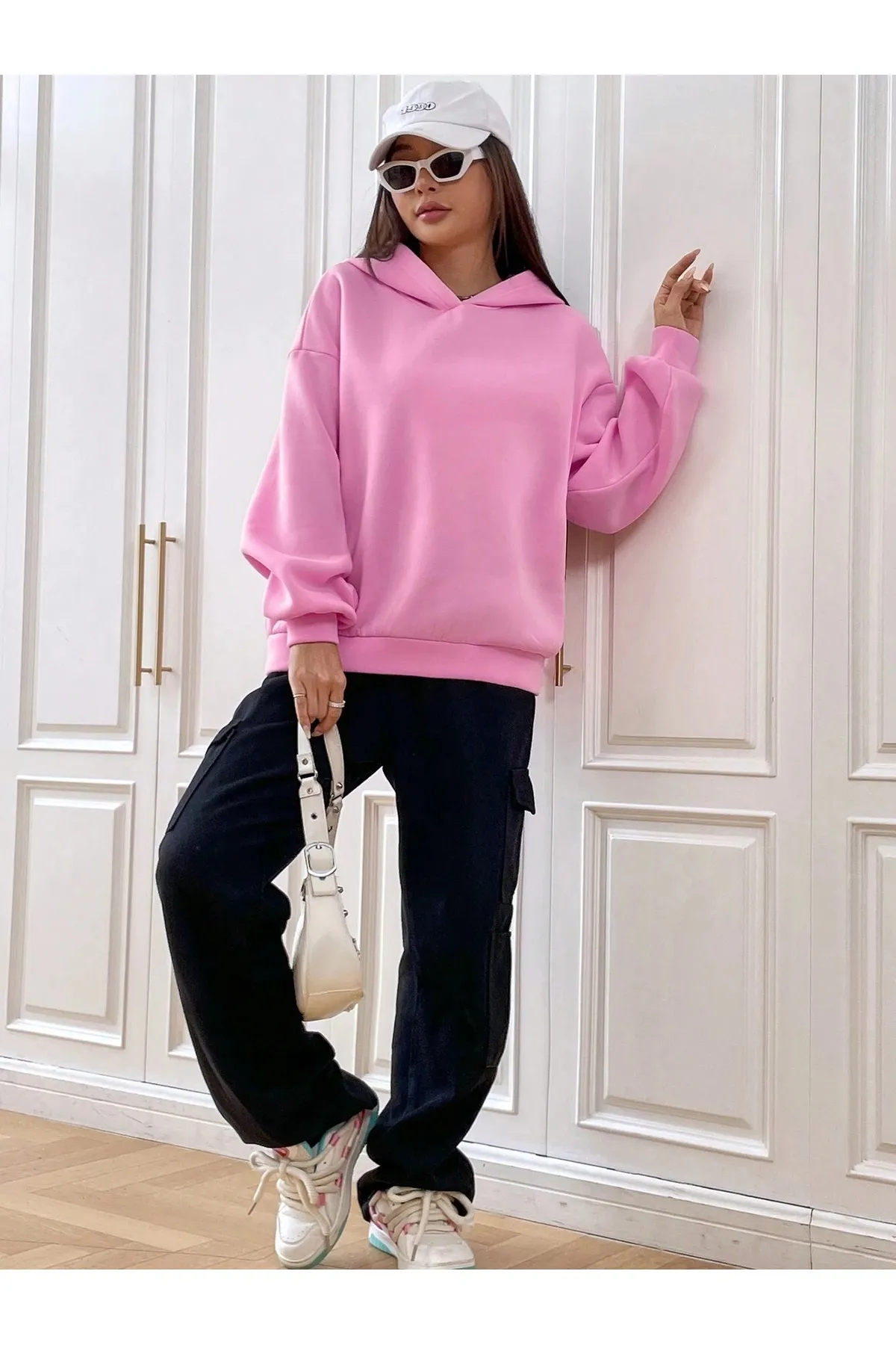 Know  Rosa Urban Lifestyle bedrucktes Oversize-Kapuzenpullover für Damen