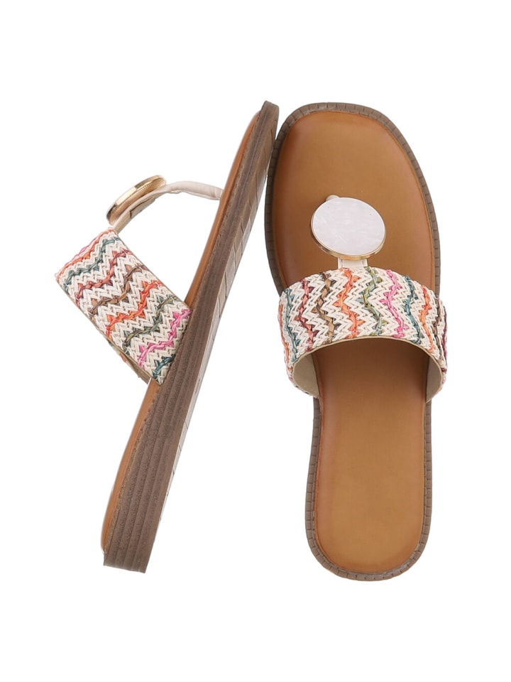 Ital-Design Sandale & Sandalette in Weiß und Rosa günstig kaufen