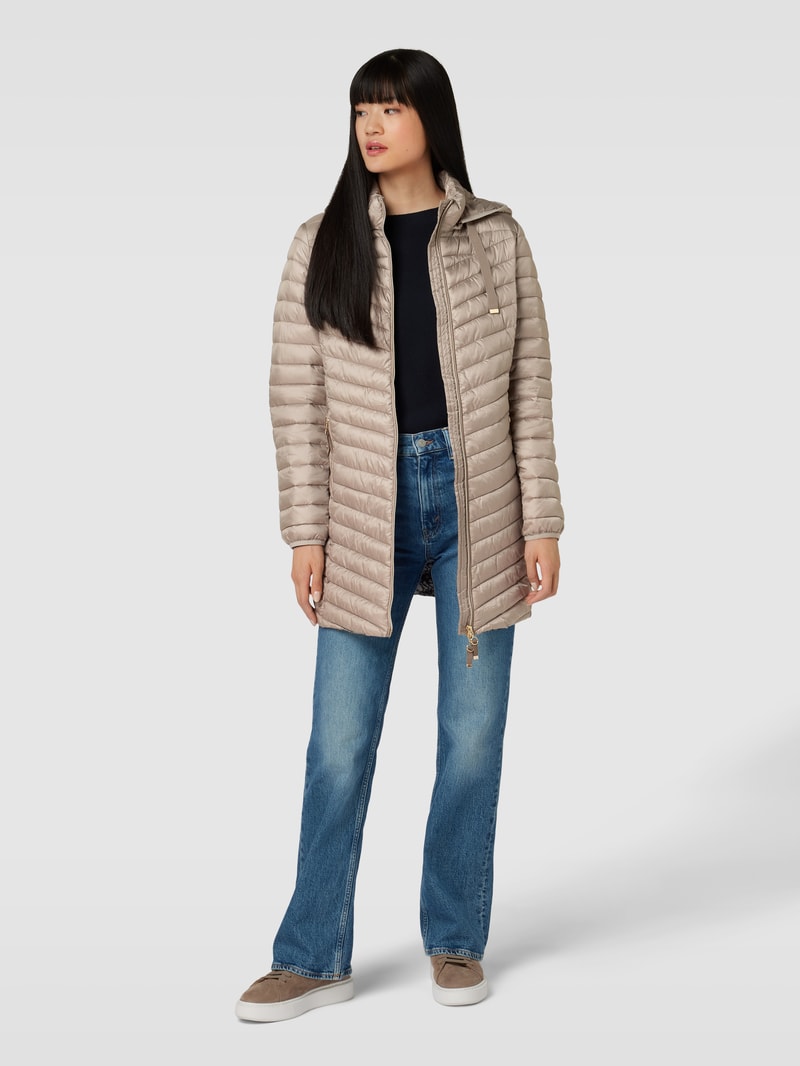 Steppjacke mit Kapuze in taupe
