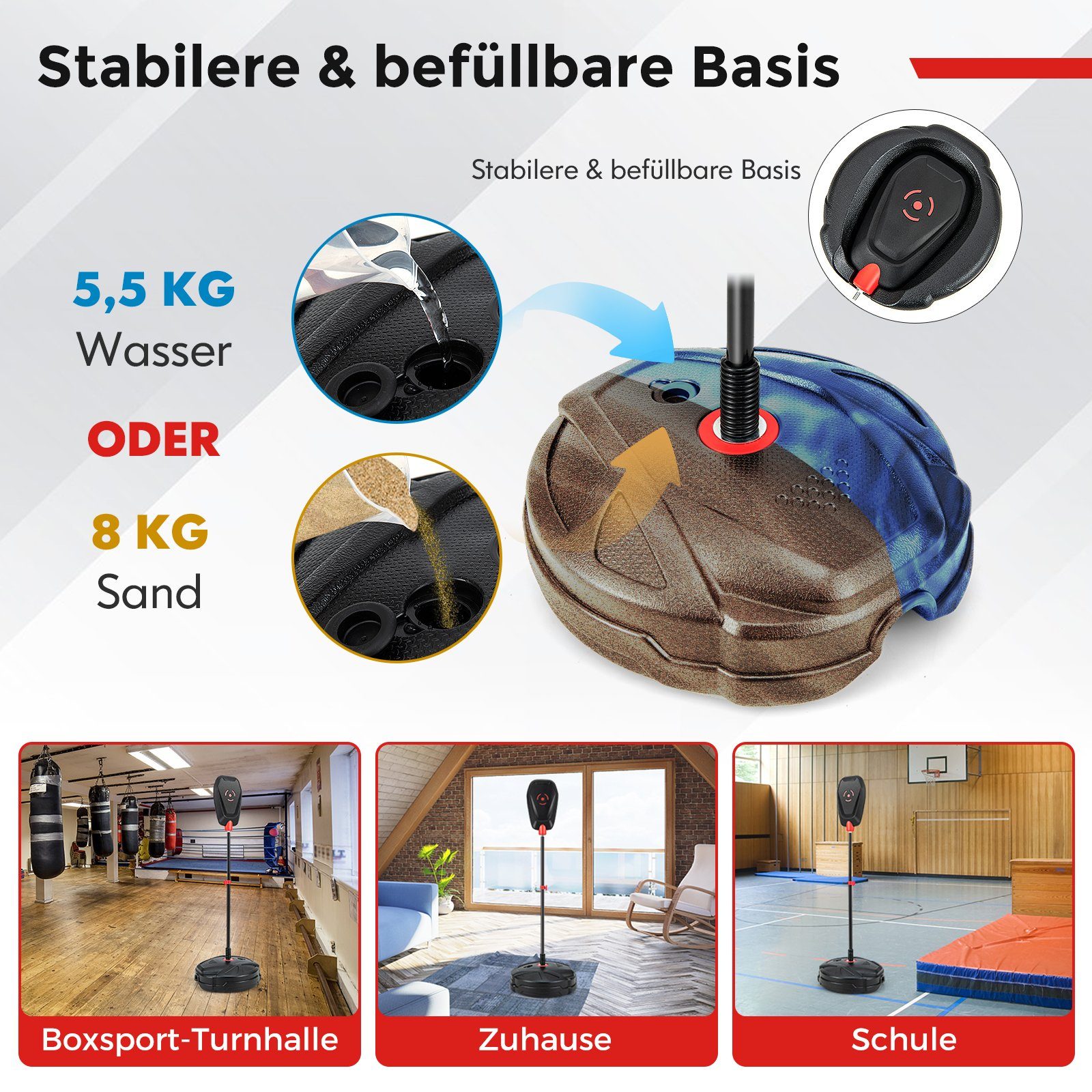 COSTWAY Punchingball Standboxsack, mit Boxhandschuhen