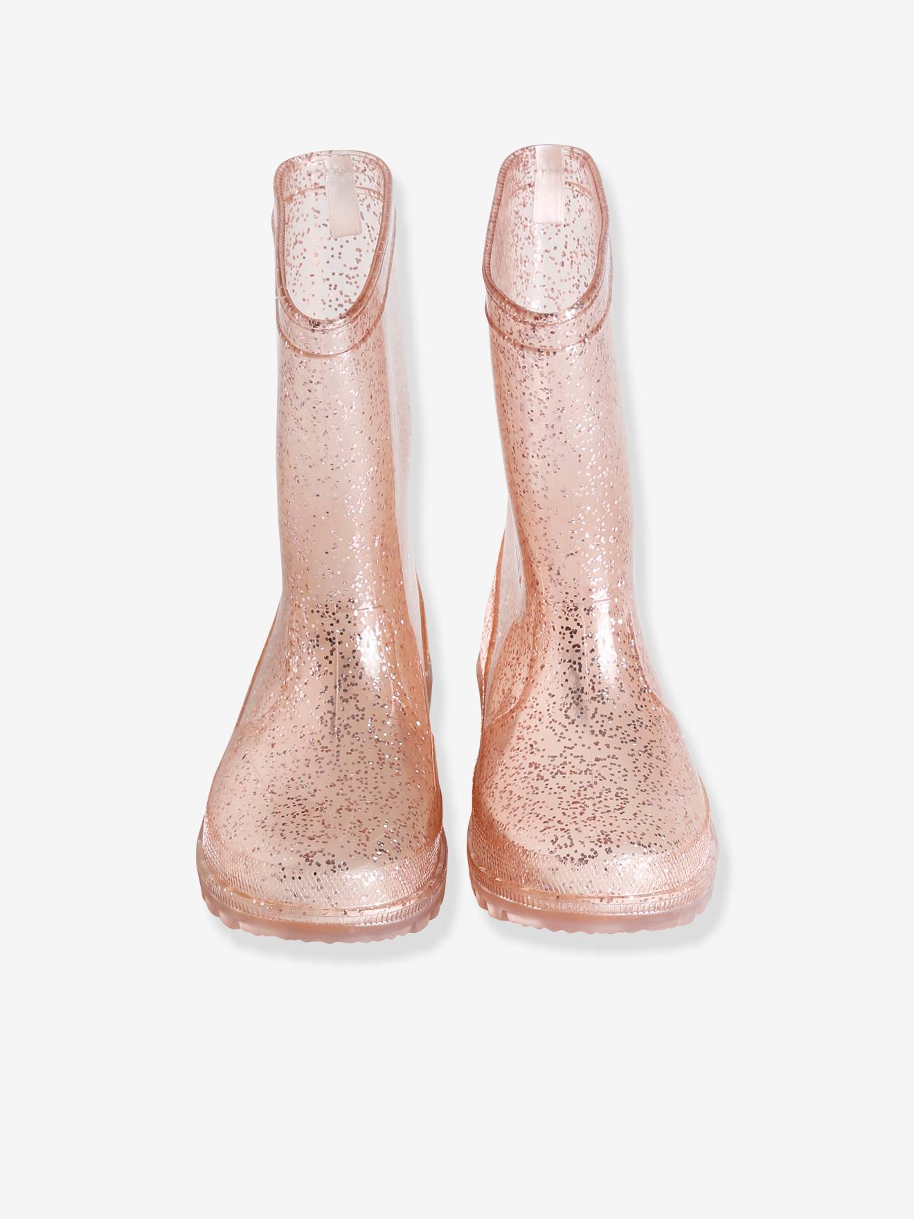 Bottes de pluie pailletées enfant rose
