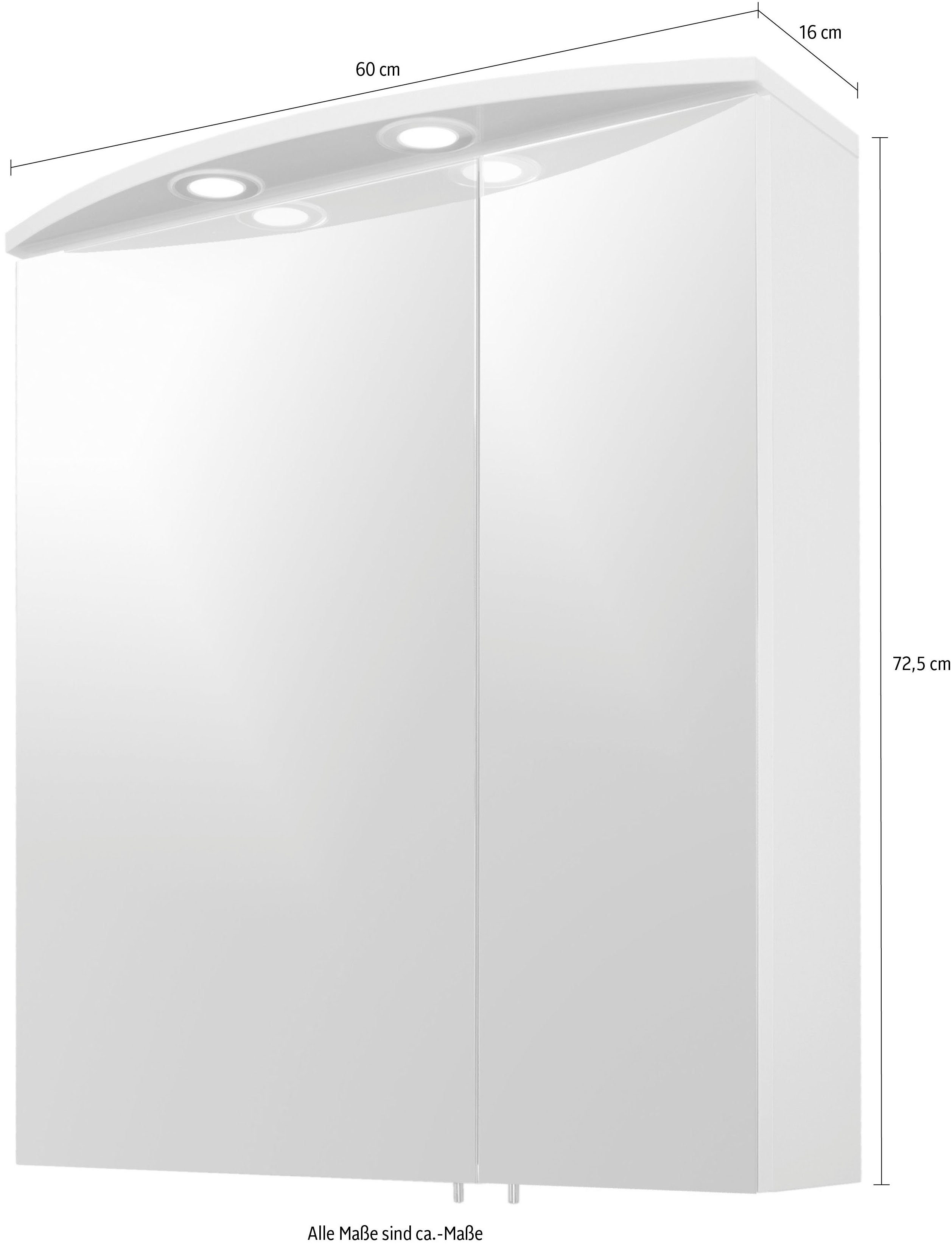 Schildmeyer Spiegelschrank Verona Breite 60 cm, 2-türig, 2 LED-Einbaustrahler, Schalter-/Steckdosenbox