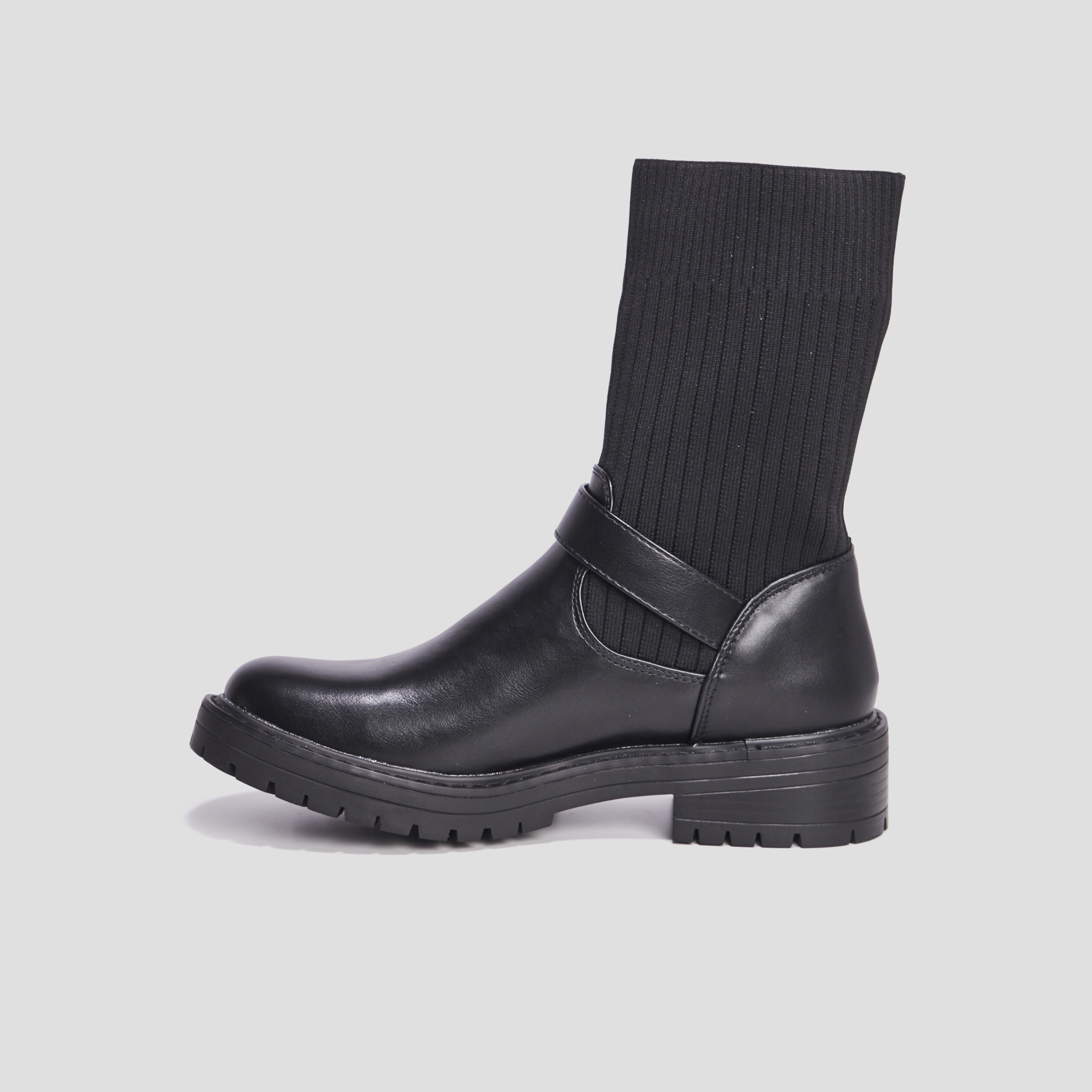 Bottines chaussettes avec boucle noir femme | La Halle