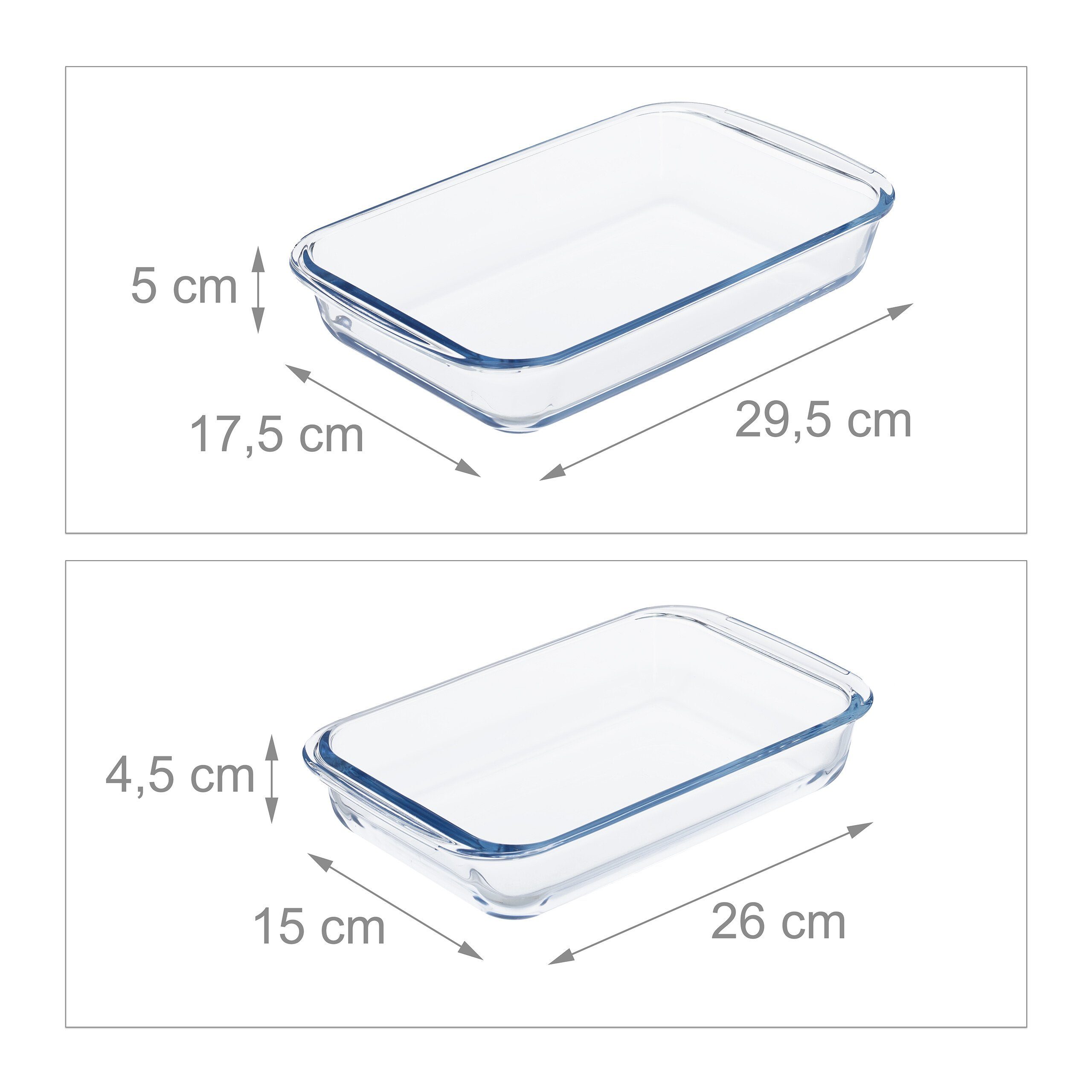 relaxdays Auflaufform 2er Auflaufform Set aus Glas, Glas