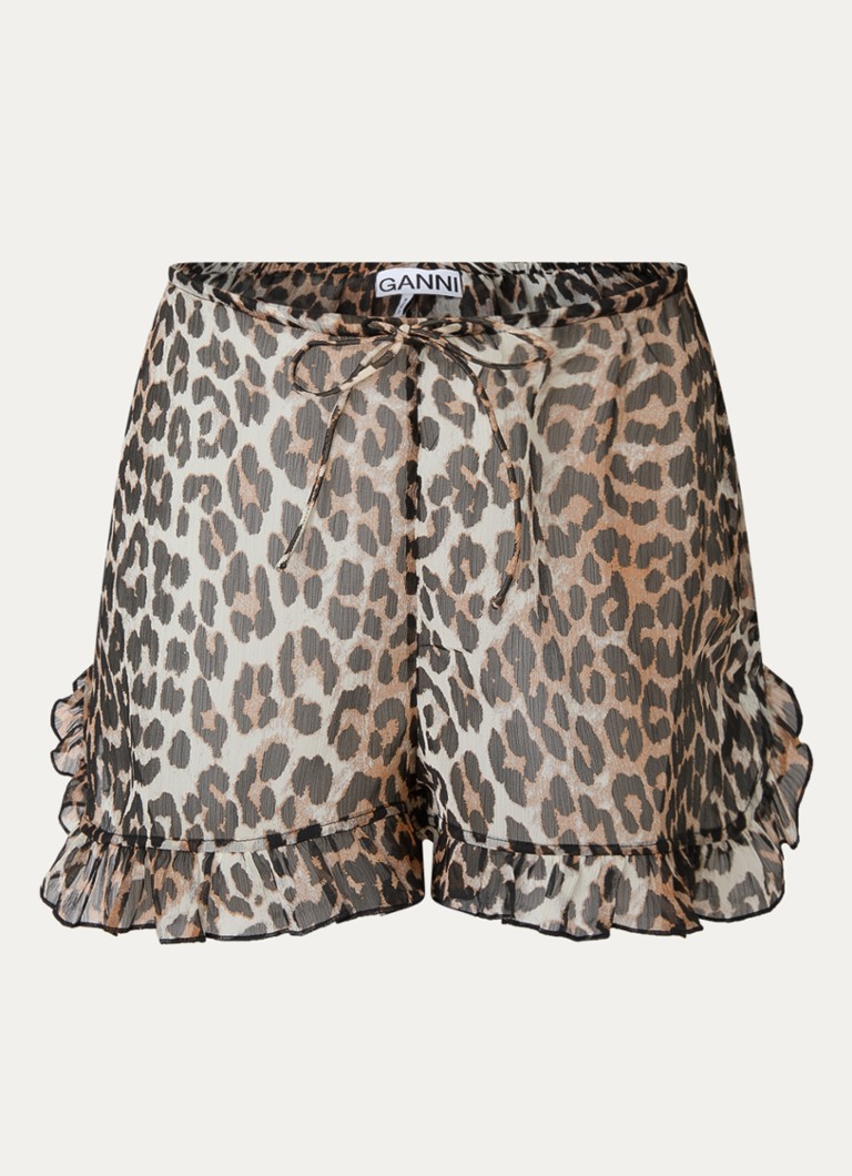 Plážové kraťasy Ganni s leopardím potiskem