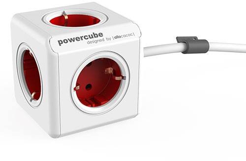 Allocacoc 1307 / DEEXPC PowerCube Steckdosenwürfel 5 Steckdosen 3 m Weiß, Rot