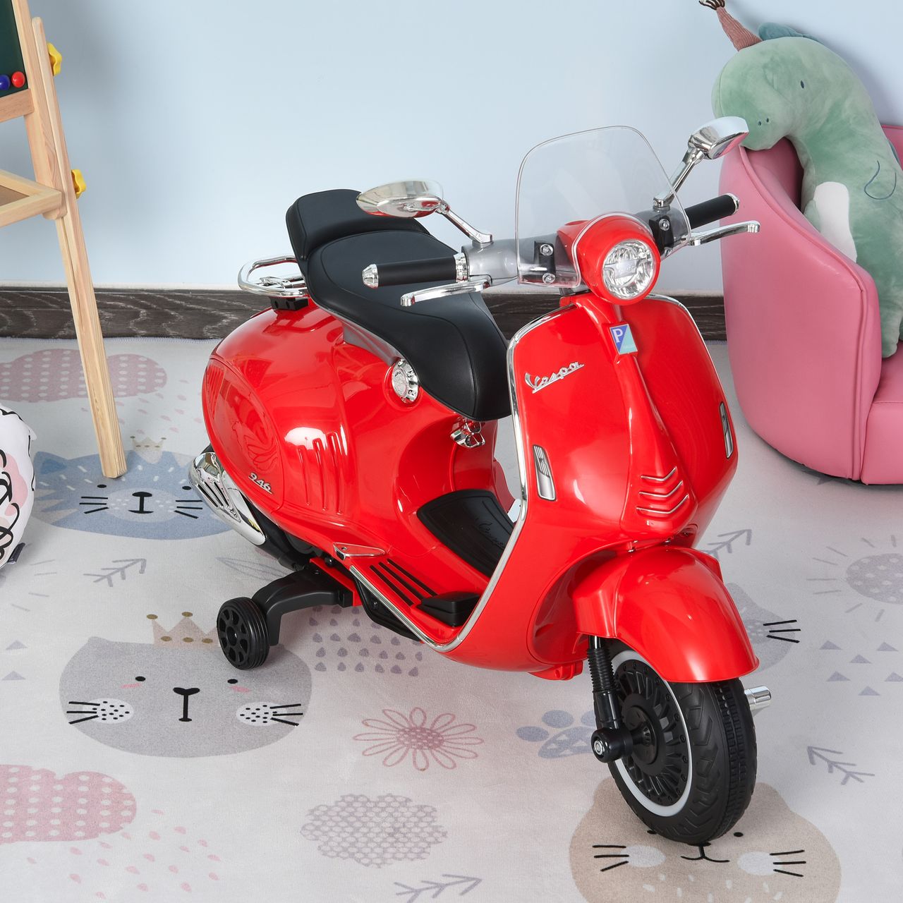 HOMCOM Elektrofahrzeug, Kinderfahrzeug, Kindermotorrad, Elektro-Motorrad mit MP3-Musik Beleuchtung, 3-6 Jahre, PP, Rot, 108 x 49 x 75 cm
