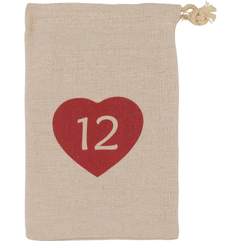 Home Kalenderposer 12x20 cm 1-24 stoff m/hjerte