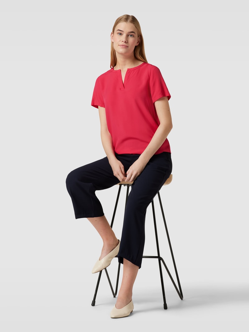 Blusenshirt mit V-Ausschnitt in metallic rosa