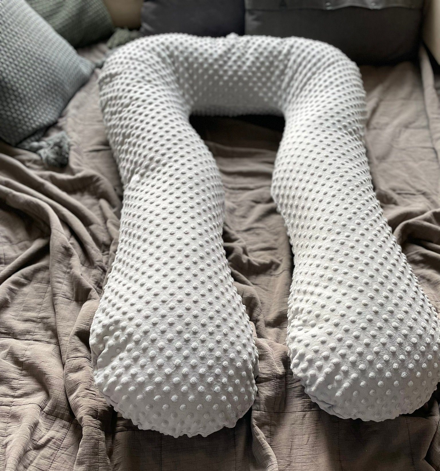 Loolay Stillkissen 100% MINKY LUX XXXL Schwangerschaftskissen Seitenschläferkissen 330 cm, WEICH Füllung + 100% Polar Flece Kissenbezug (hochwertig 350 g/m2), TYP A 330 cm Stillkissen + Bezug abnehmbar mit Reißverschluss!, LOOLAY® - 100% Europäische