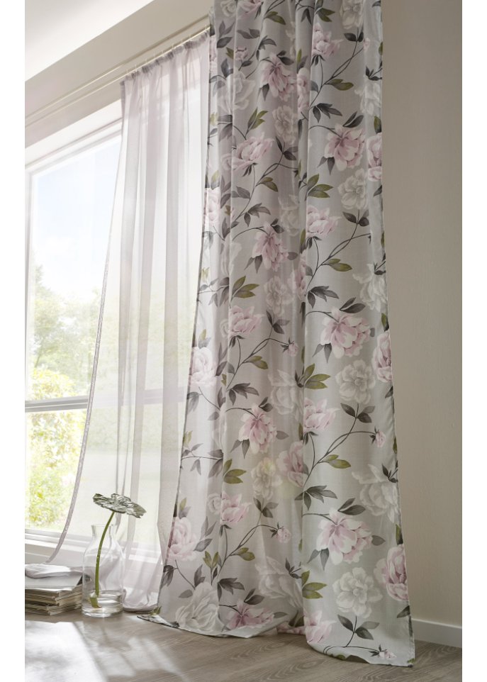 Microfaser Vorhang mit Blumen Druck (1er Pack)