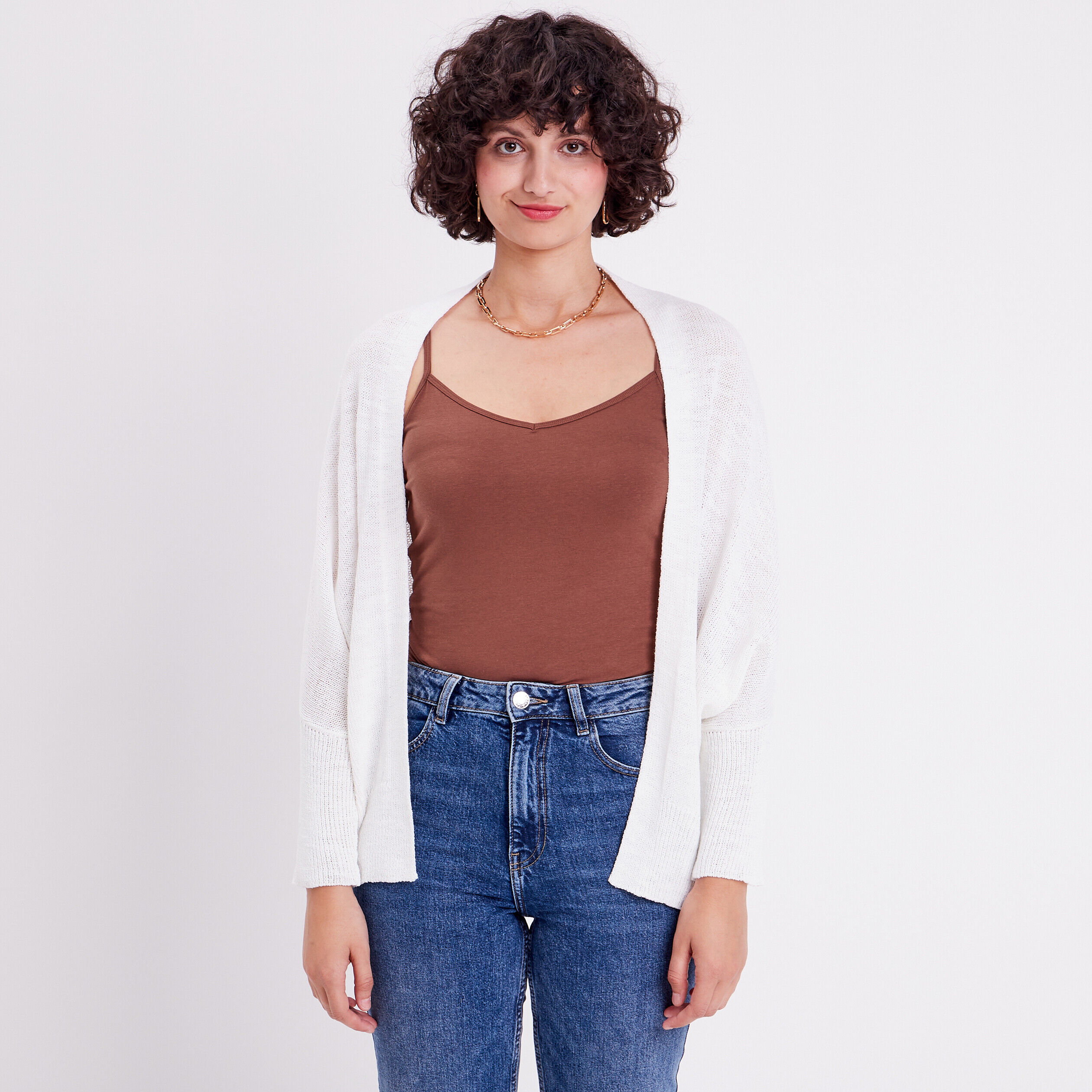 Gilet manches papillons blanc femme | Cache Cache