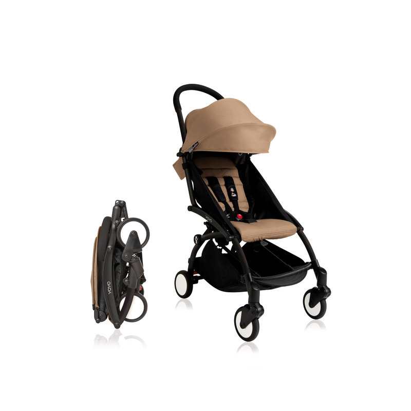Poussette Yoyo2 4 roues châssis noir assise 6+ taupe Babyzen