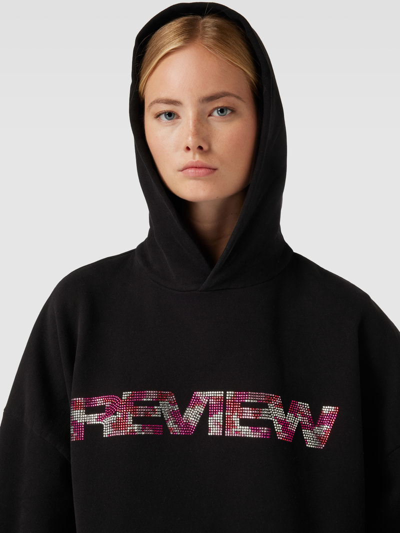 Hoodie mit Label-Detail in schwarz